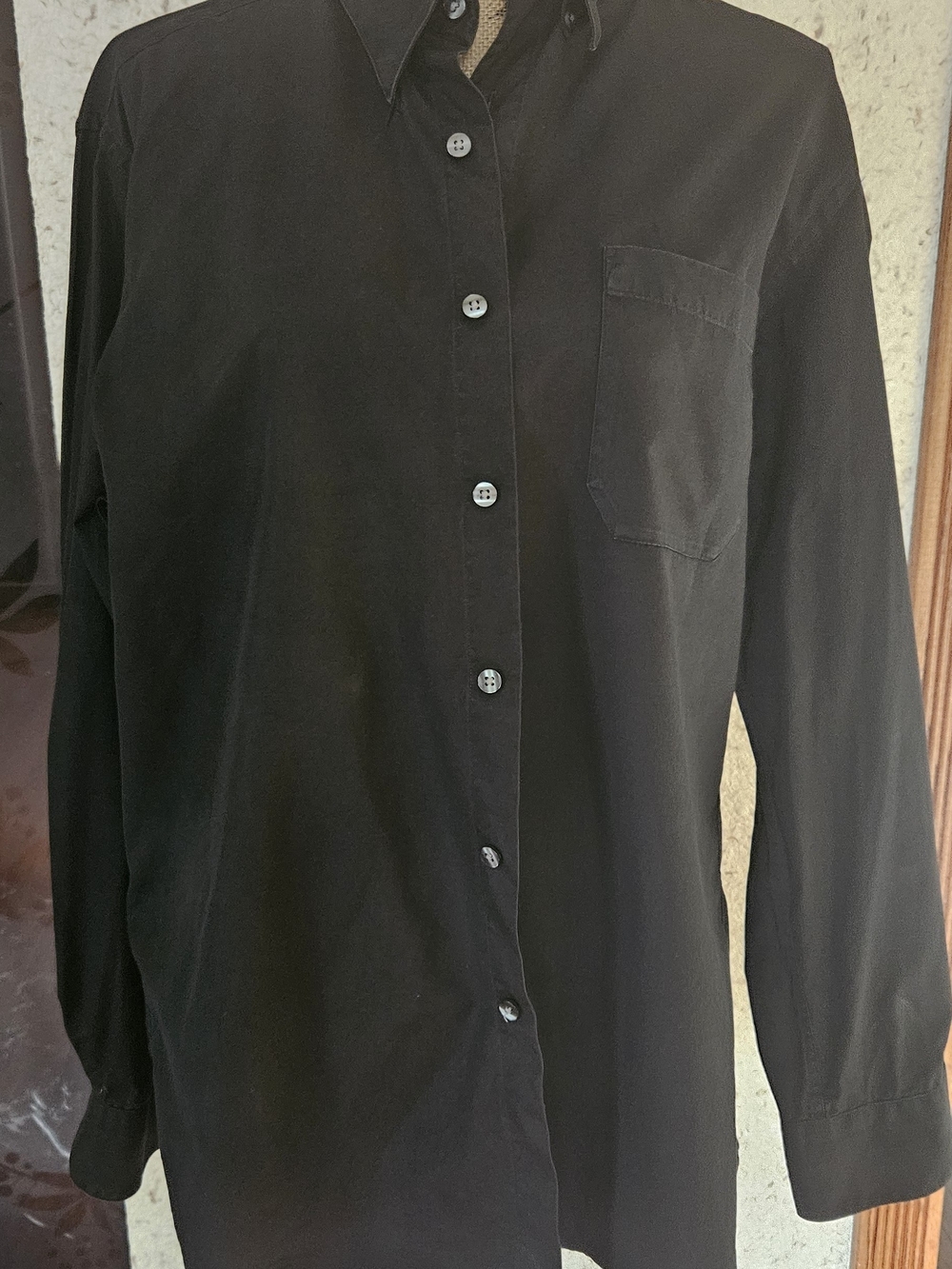 Donna Karan Black Long-Sleeve Dress Shirt